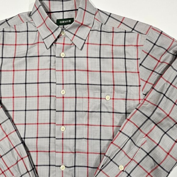 Orvis Mens M Plaid Wrinkle Free Cotton Long Sleeve Button Shirt - Picture 4 of 8